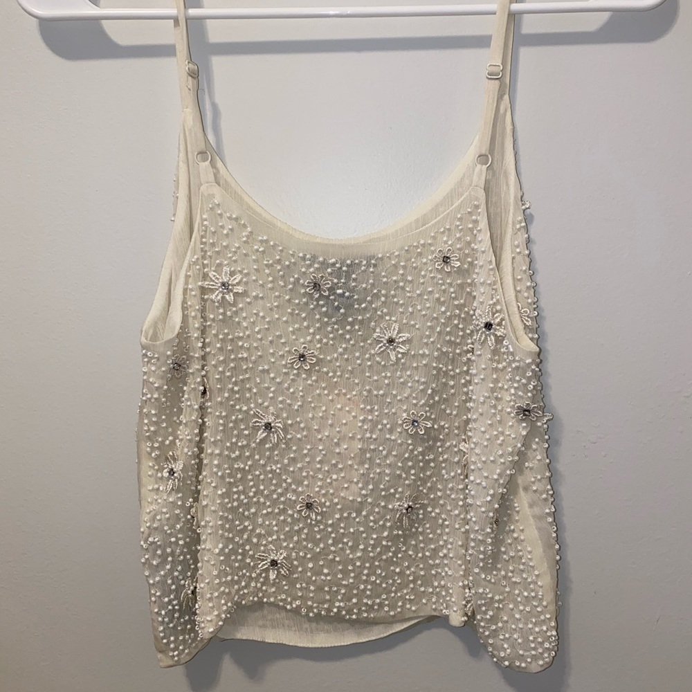Embroidered semi- formal crop top.